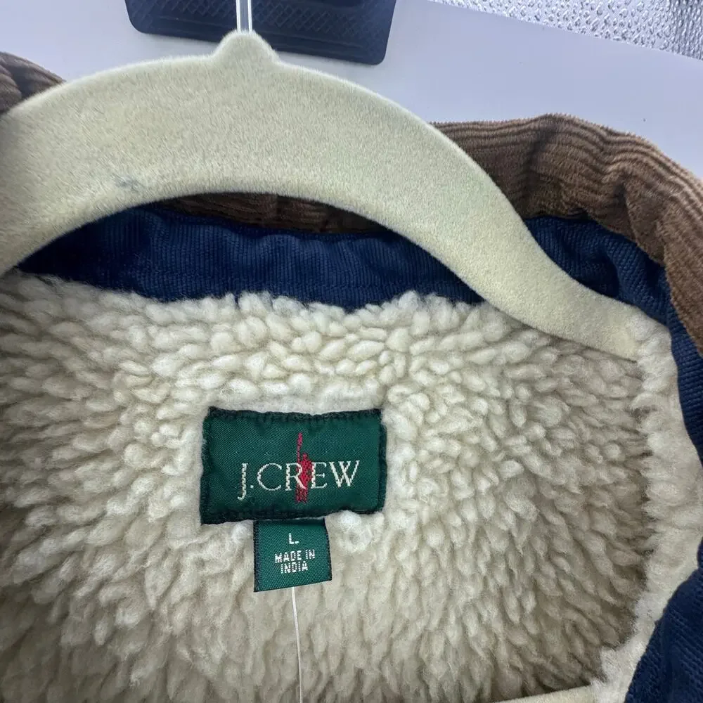 J. Crew Men's Sherpa-Lined Duck Canvas Shirt-Jacket Twilight Blue Size L NWT